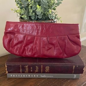 VINTAGE 70s-80s LEATHER Aldo Burgundy Clutch Purse, Interior Zipper pocket